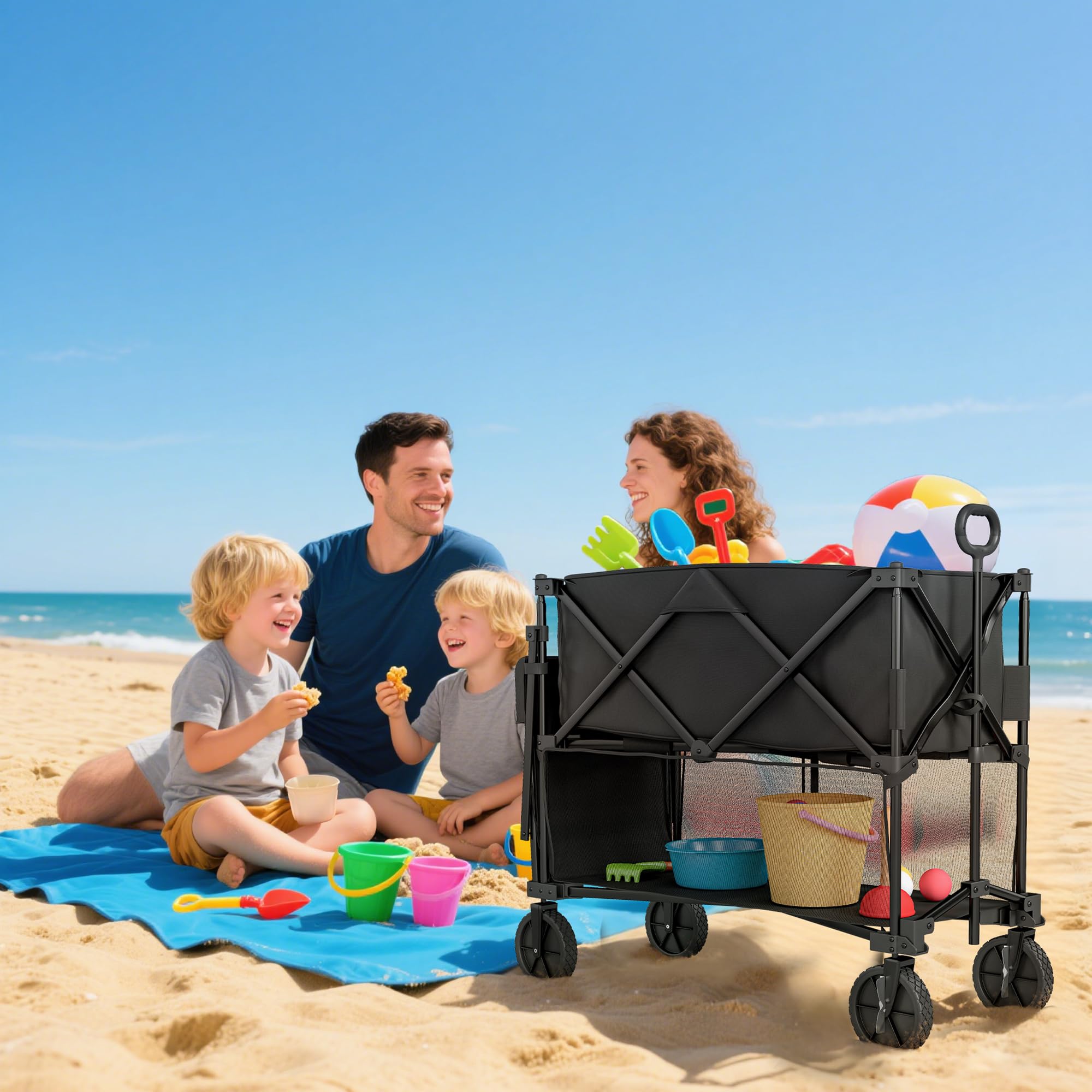 Outsunny Chariot de Transport Pliable 350L à Deux étages, Charge Max 200 kg