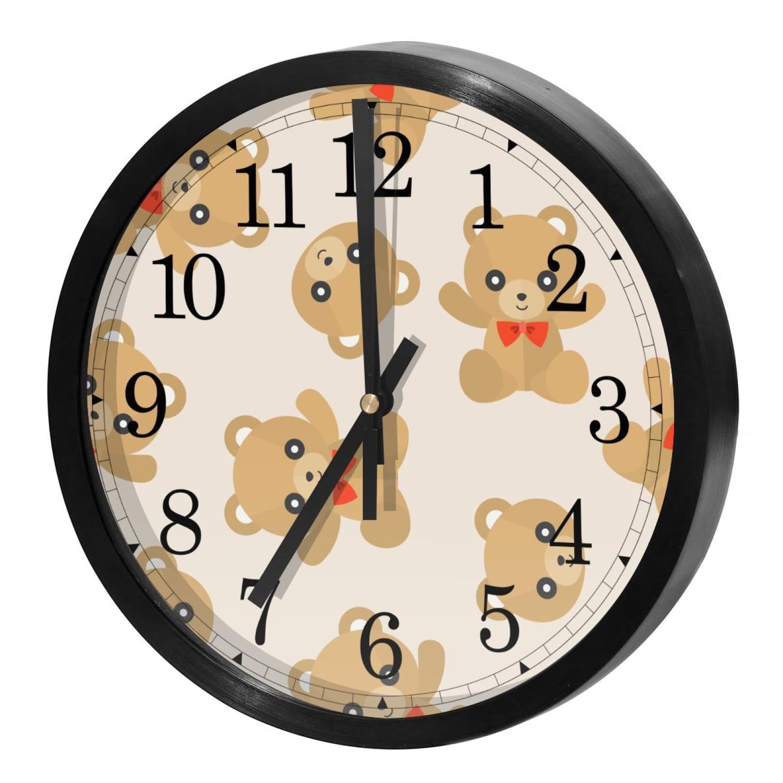 Horloge murale silencieuse à quartz ours en peluche mignon pour chambre enfant