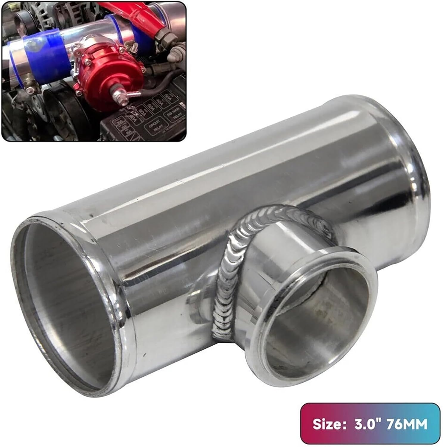 Universal 50mm V-Band BOV Flange 3" Hose Tube Pipe Blow Off Valve Adapter for Turbo Charger Systems, Natural Finish Aluminum Weld-On Flange Fitting for 50mm Blow Off Valve Applications