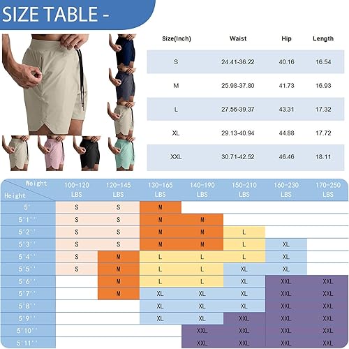 Miniatura 7 de WENKOMG1 Pantalones cortos de entrenamiento para hombre, de secado rápido, ligeros, multifuncionales, pantalones cortos de entrenamiento con cordón