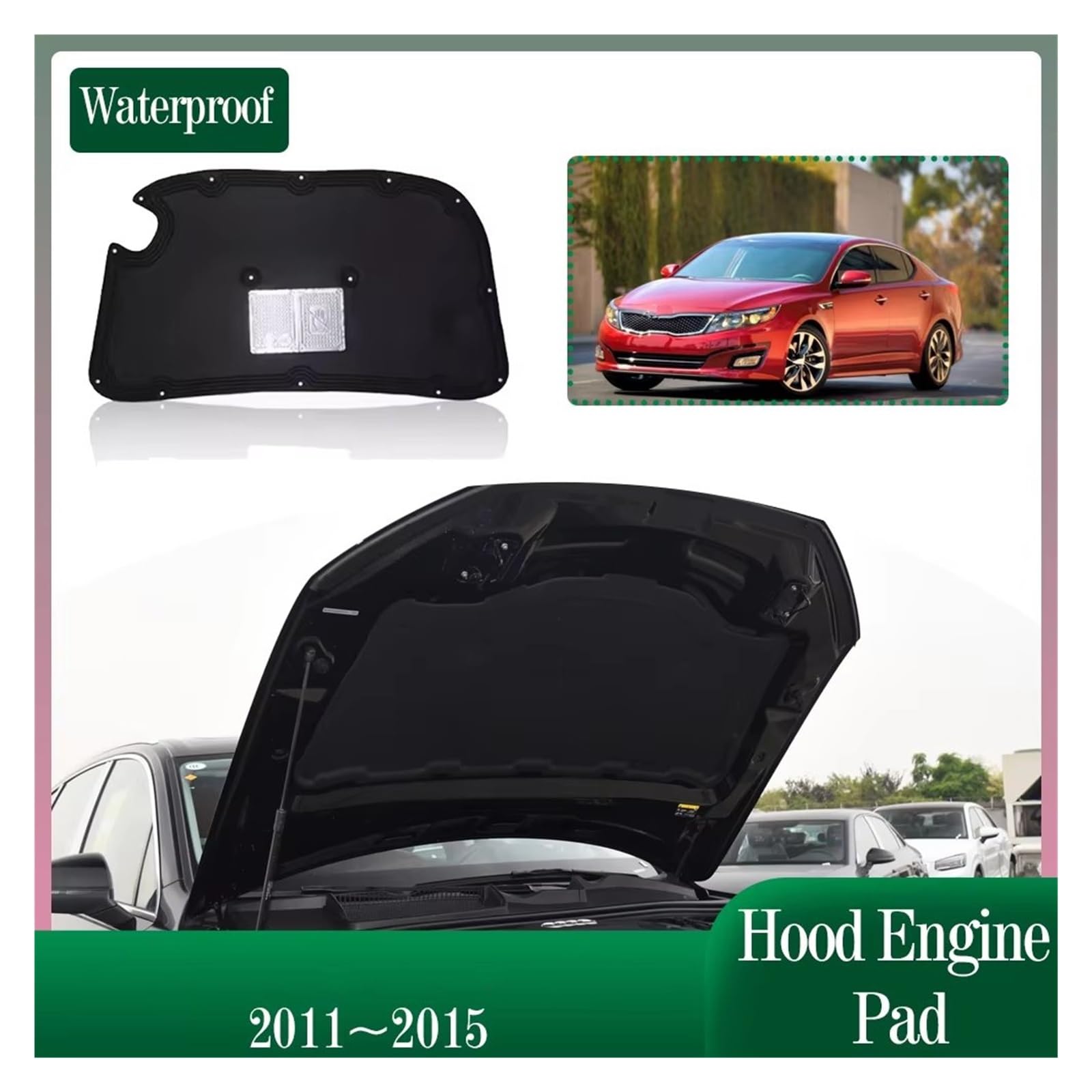 Para Kia para Optima TF K5 2011 ~ 2015 Almohadillas aislantes térmicas y acústicas para capós y maleteros de automóviles. Tablero aislamiento acústico térmico para coche(Style B)