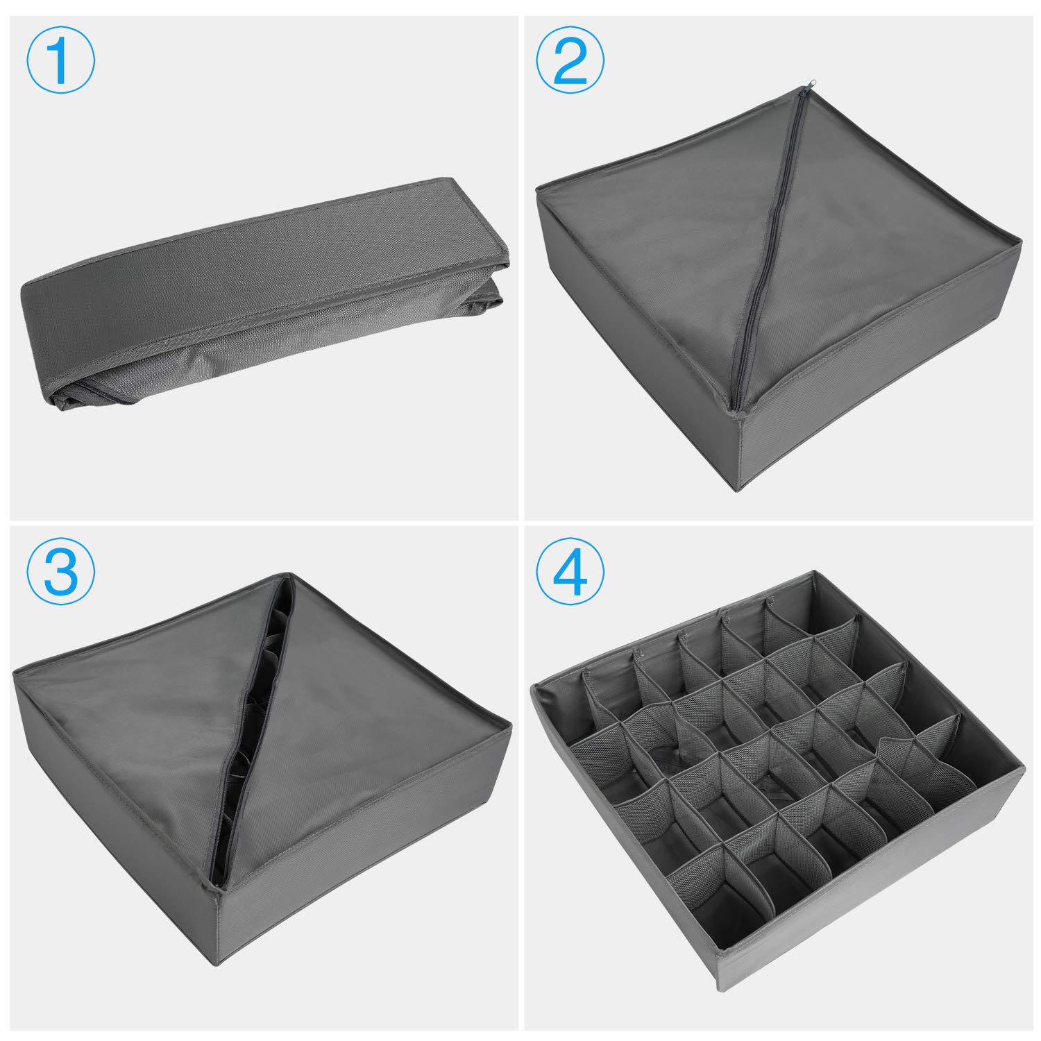 Organizzatore Per Cassetti Pieghevole, Set Di 6 Scatole Portaoggetti Non Tessute Per Biancheria Intima Reggiseni E Calze Nero 98560211 - 9