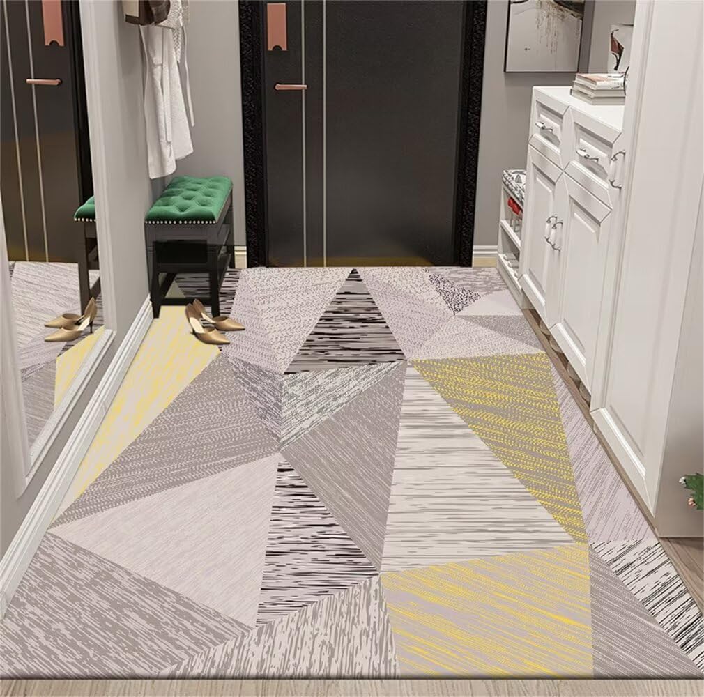 Tapis de chambre fille gris et jaune moderne pour coin jeu enfant