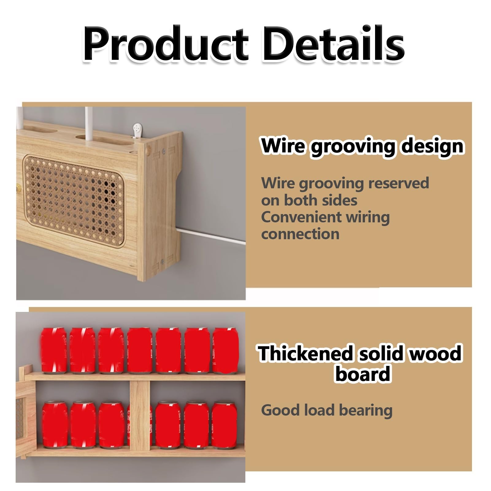 Scatola portaoggetti da parete in legno per router WiFi, portaoggetti nascosto per modem e router, elegante organizer per ufficio e casa