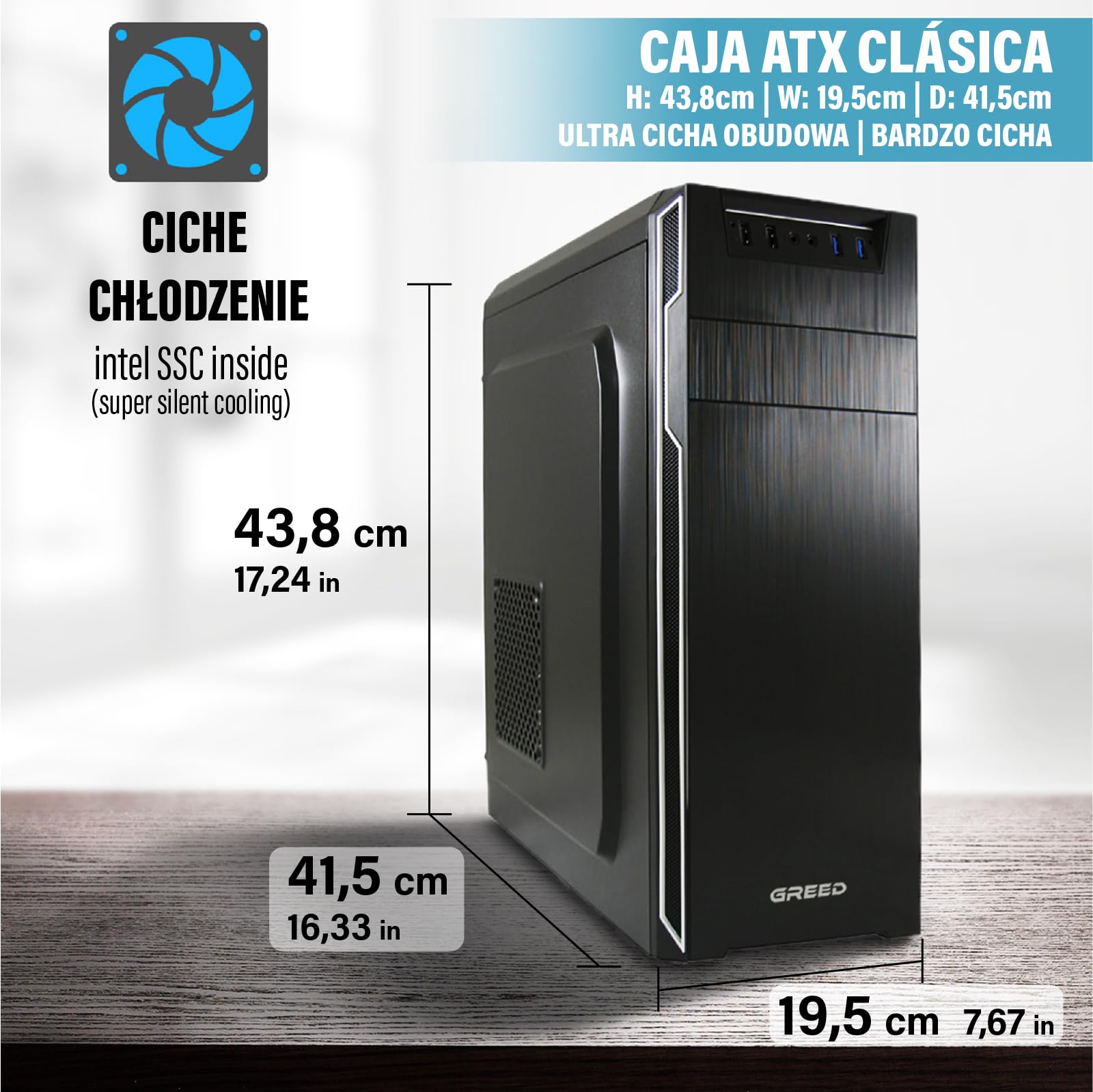 GREED® Intel Core 12th Multimedia PC - komputer stacjonarny do biura i domu szybki Maszyna 4,3 GHz, 16 GB pamięci RAM, 240 GB SSD + 1 TB - DVD+RW - USB3.0, WLAN, w zestawie z systemem Windows 11 Pro