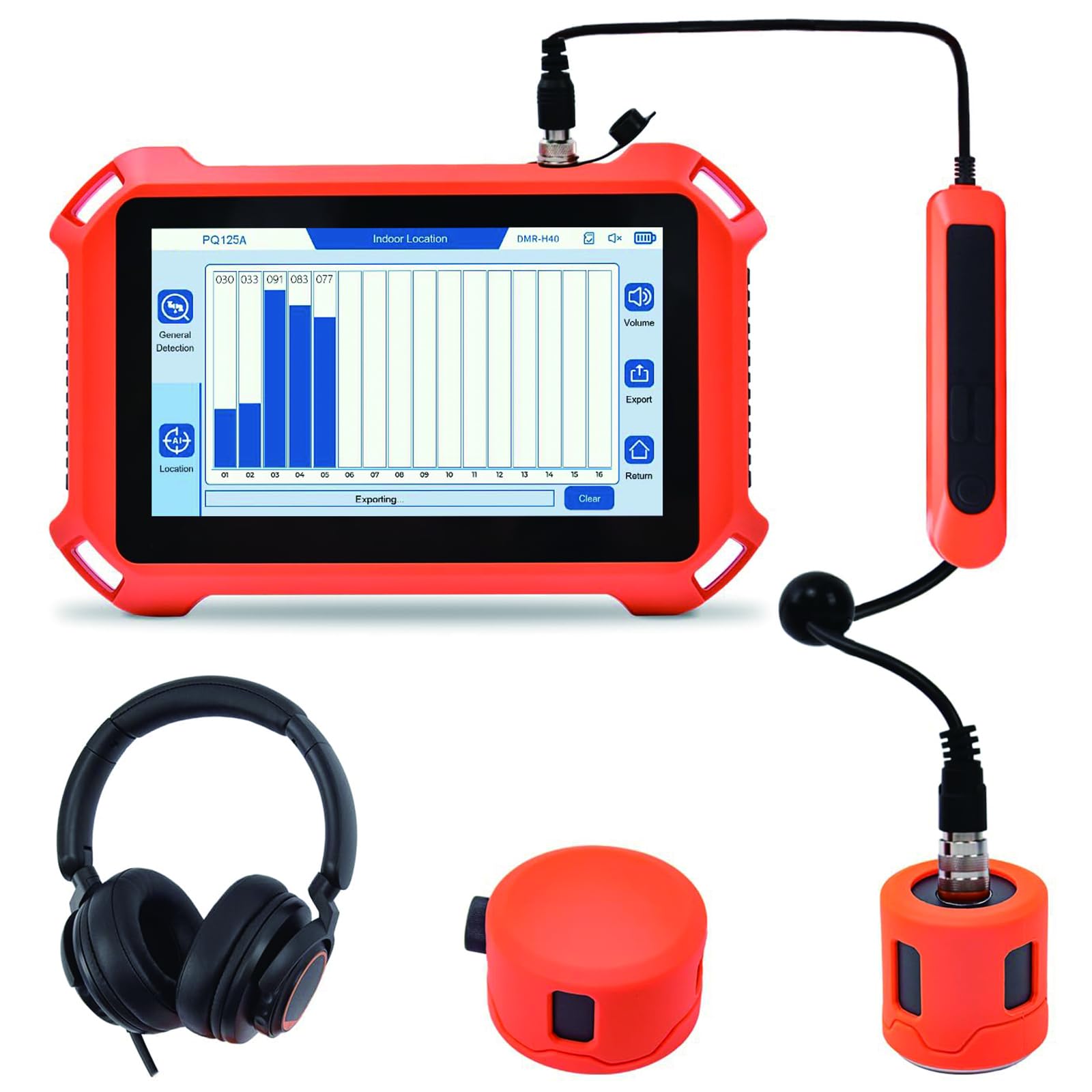 Detector de fugas de agua, localizador de tuberías subterráneas con profundidad de detección de 0,5 a 3 m y pantalla táctil HD de 7 pulgadas, reducción de ruido inteligente para uso en interiores y