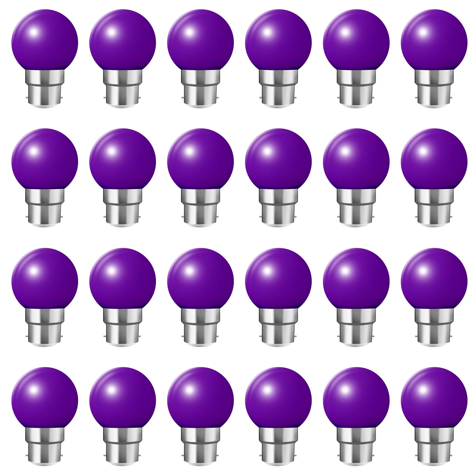 HUAMu Coloured LED Light Bulb B22 Bayonet, B22 LED 2W Light Bulbs, Coloured Light Bulbs,Dark Purple, for String,Christmas,Party Night Lights,24 Pack