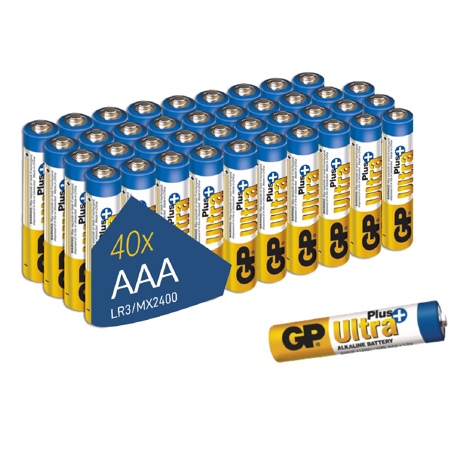 GP Batteries Ultra Plus Alkaline AAA – Pack Mit 40 Stück, LR03, Einweg-Batterien