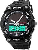 Solar Watch Neutral LED Digital Watch Military Waterproof Sports Watch Black