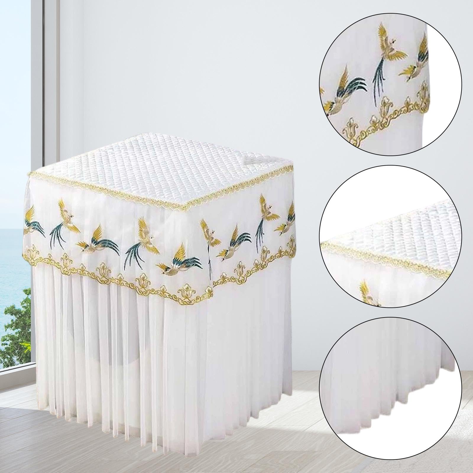 Funda Protectora para Lavadora Y Secadora, Antideslizante, Multiusos, con Encaje Floral de Calidad Y Resistente Al Polvo, Style D, Individual