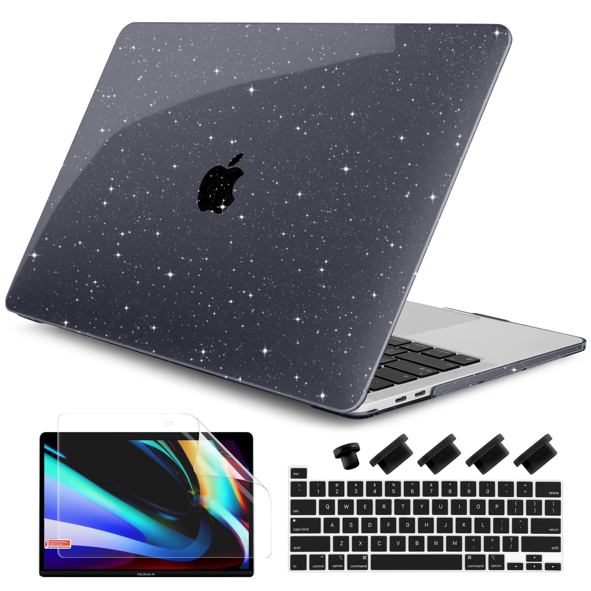 DONGKE for MacBook Pro 13 inch Case 2023 2022 2021 2020 Release Model A2338 M2/M1 A2289 A2251 with Touch Bar & Touch ID, Glitter Bling Plastic Hard