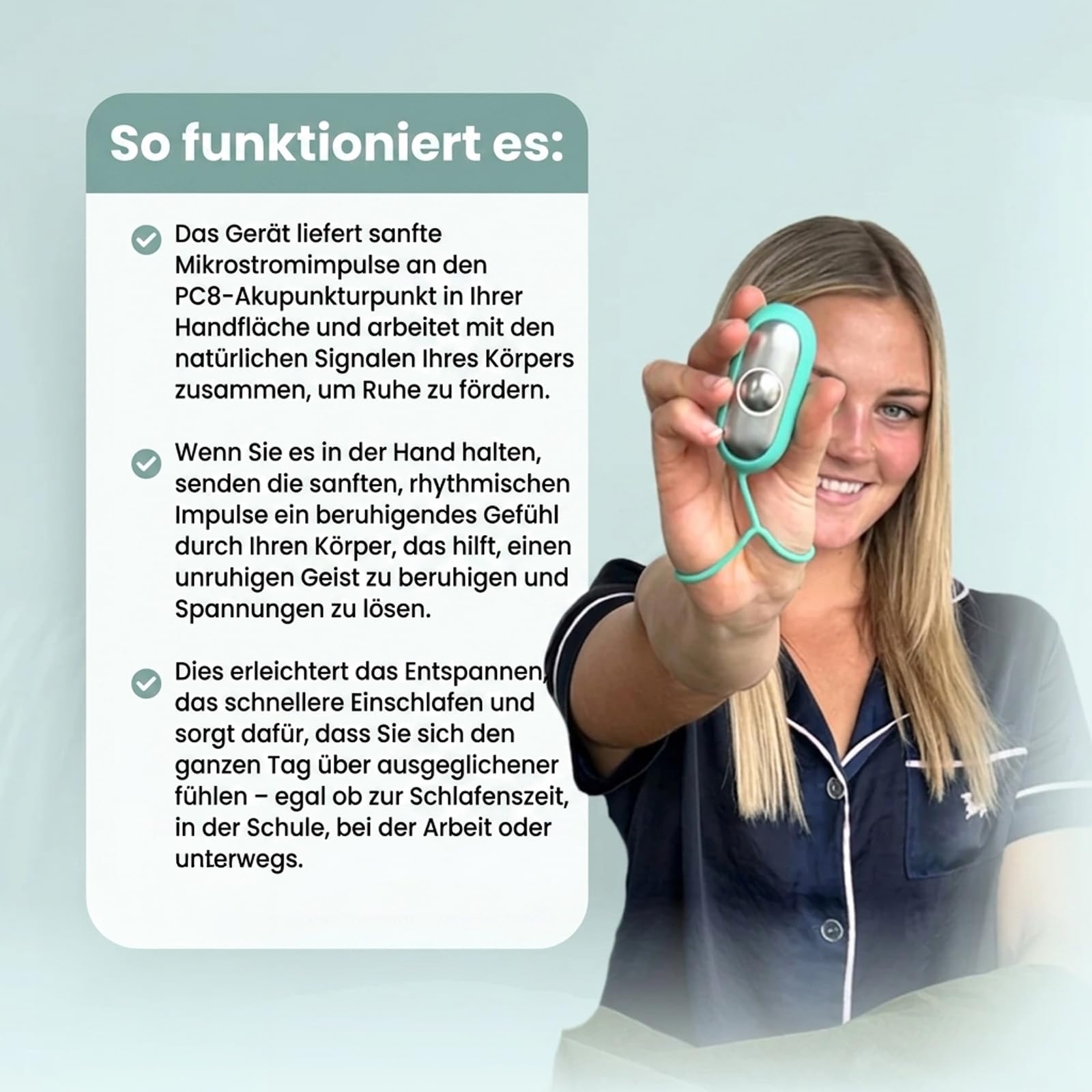 Calmbeez Gerät mit USB Aufladung für Entspannung und besseren Schlaf, tragbar, kompakt, Grün