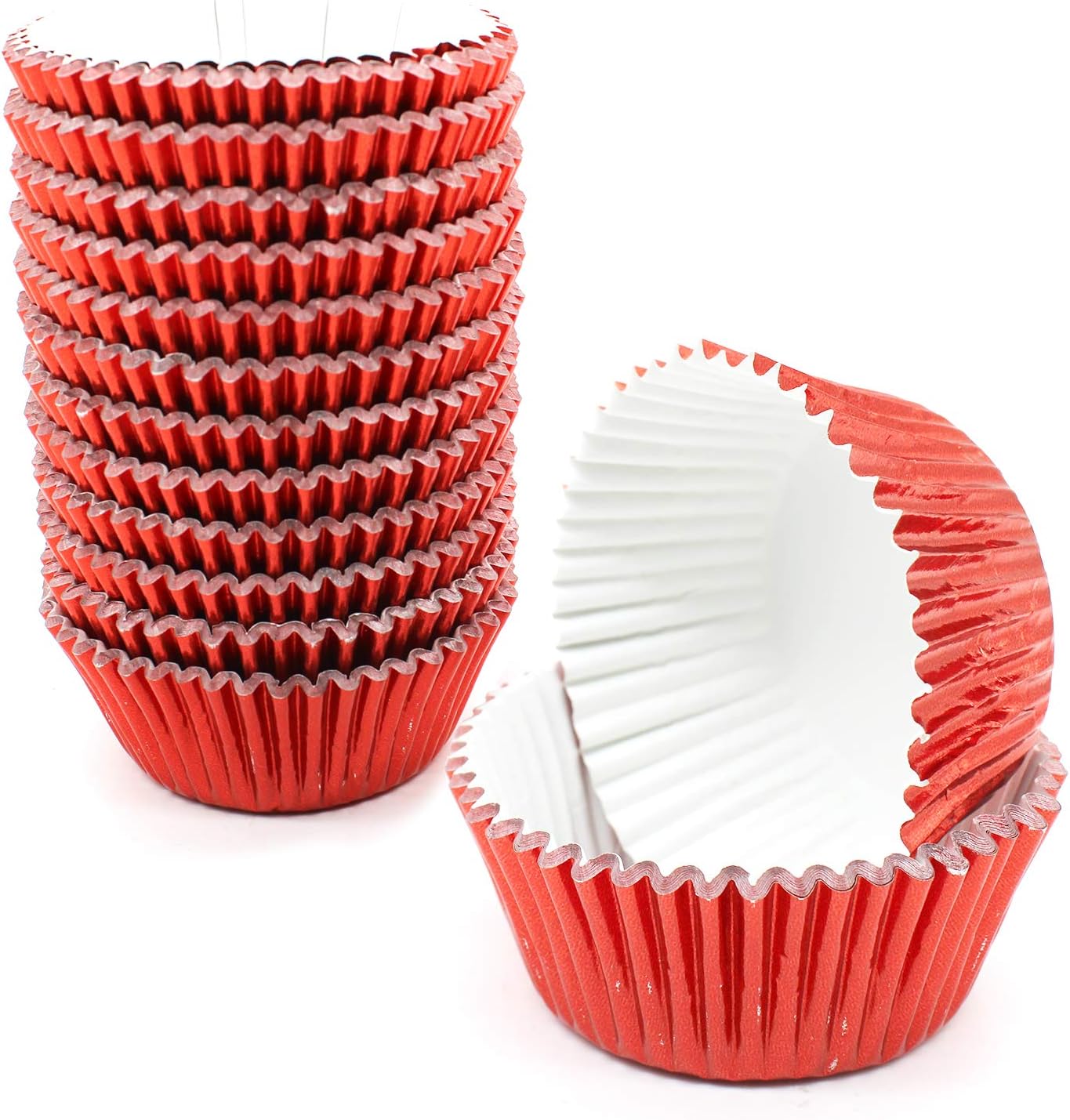 Red Cupcake Liners for Baking,GOLF 500 Pack Standard Size Red Foil Cupcake Liners