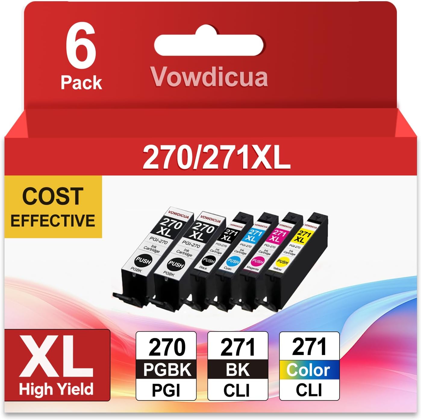 270XL 271XL High Yield Ink Cartridge Compatible PGI 270XL CLI 271XL Ink Replacement for PGI-270XL CLI-271X Ink Cartridges with TS6020 TS9020 MG7720 MG6821 MG5720 MG5721 MG5722 MG6820 Printer 6-Pack