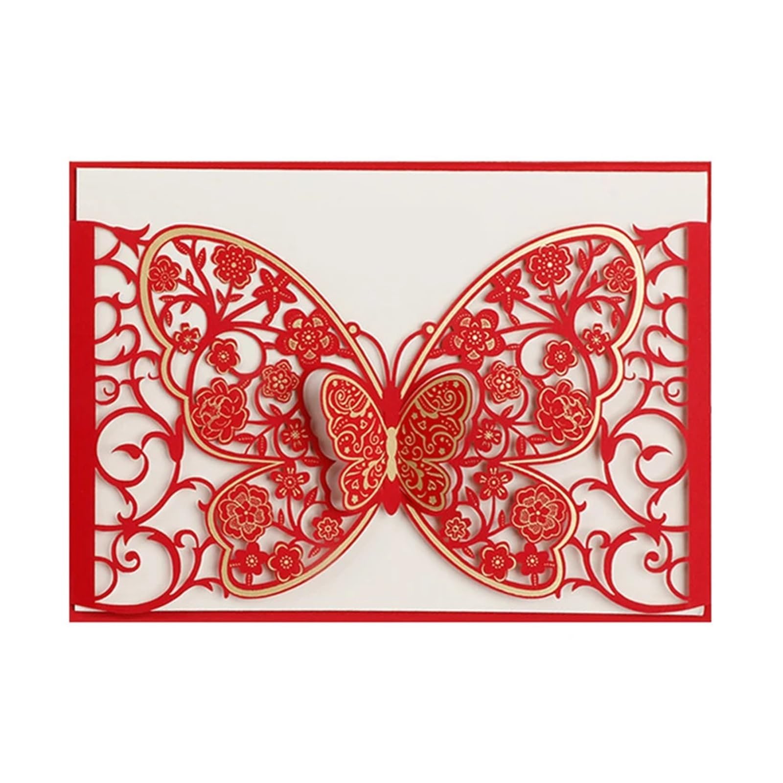 Biglietto di invito a Nozze 50 Pezzi Farfalla Laser Cut invito Matrimonio Biglietti di Auguri aziendali Fidanzamento Matrimonio Decorazione Festa Forniture(Red)