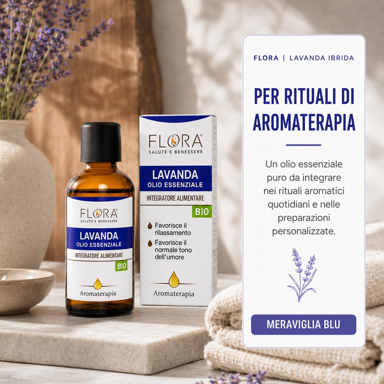 FLORA 100% reines ätherisches Lavendelöl – Nahrungsergänzungsmittel – 100 ml – fördert die Entspannung (Stress und Schlaf) fördert die normale Stimmung Ideal auch in der Aromatherapie