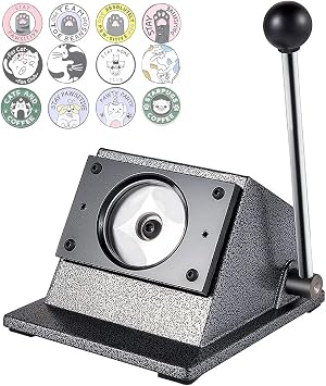 Graphic Punch Die Cutter, 25mm-75mm Card Die Cutting Machine with Steel Blade, Desktop Manual Round Punch Press Maker, Badge Circle Cutter for Badge Making 58mm