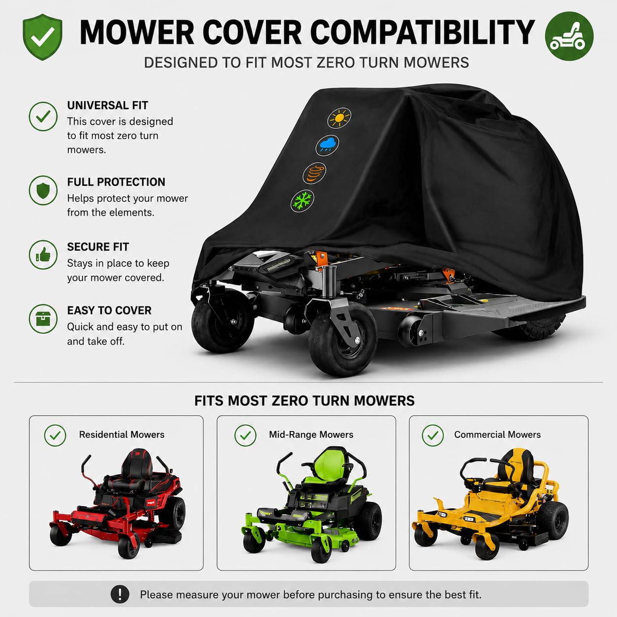 Funda para cortacésped de Giro Cero para Cub Cadet XZ8 S137i Ultima 2024-Present, Cubierta de Tejido Oxford para Reducir el Contacto con Polvo, Hojas y Suciedad