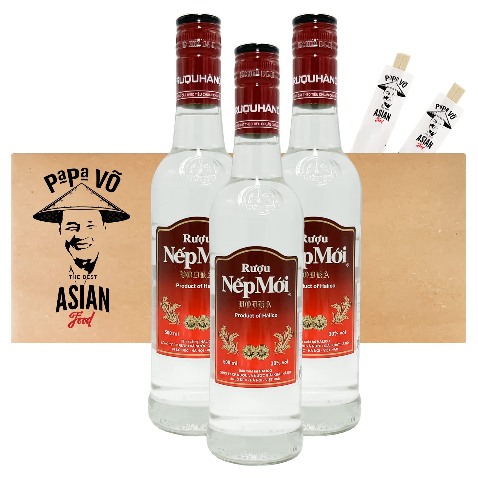 3er Pack (3x 500ml) Nep Moi Reisschnaps 30% Alc. (Papa Vo®)