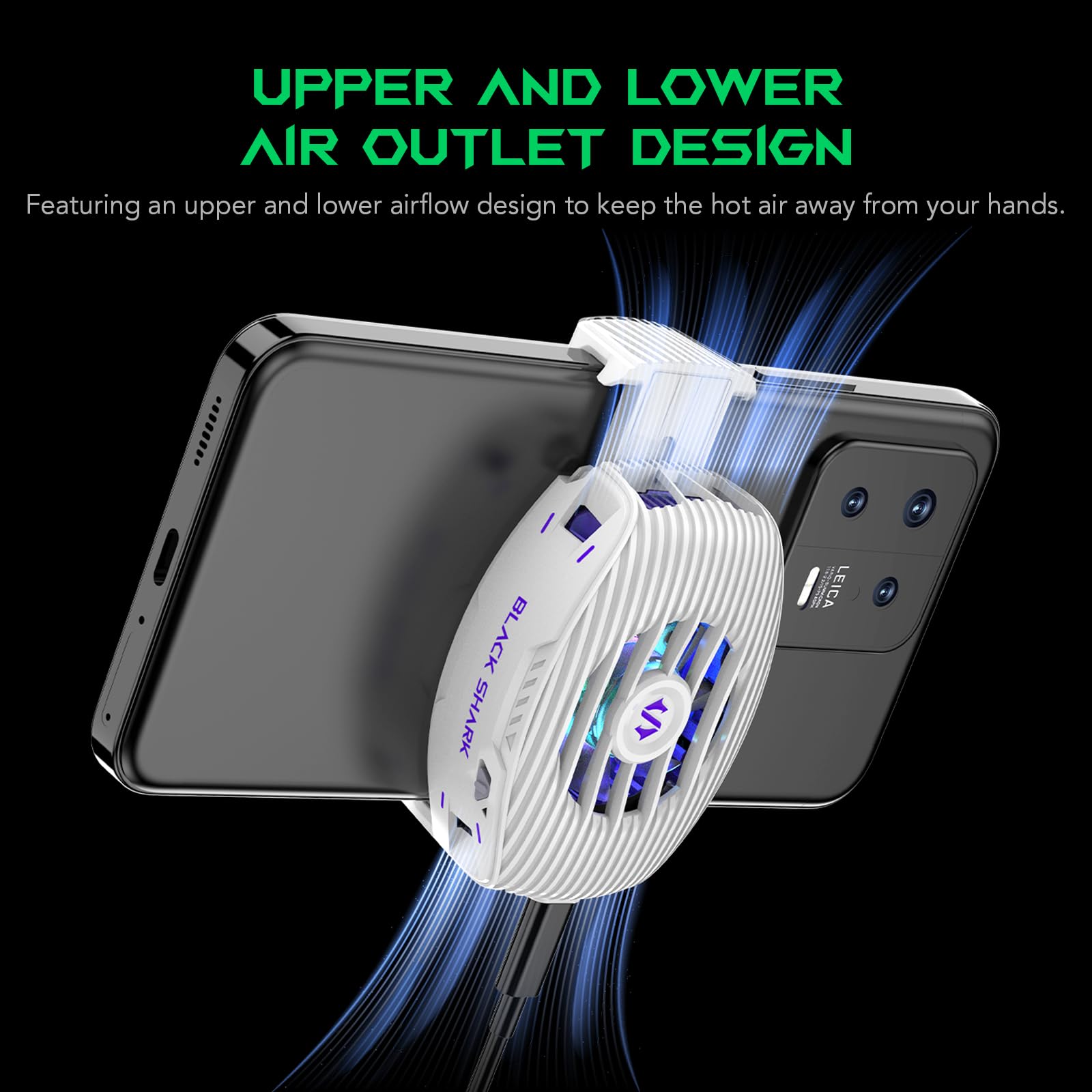 Black Shark FunCooler 5 NEO Raffreddatore per Cellulari da Gaming, Raffreddatore per Smartphone con Cavo, Leggero, con Illuminazione RGB, Raffreddatore per Telefono per Dispositivi iPhone/Android da