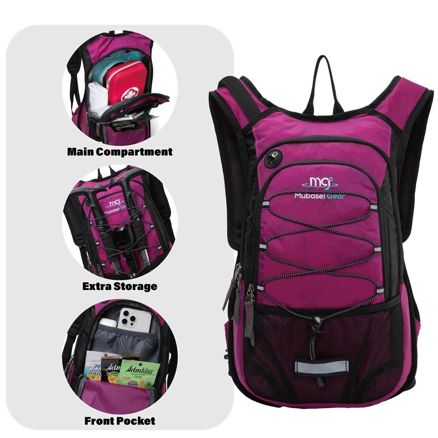 Mochila de hidratación aislada con bolsa de 2 litros sin BPA, mantiene el líquido fresco hasta 5 horas, para correr, senderismo, ciclismo, camping