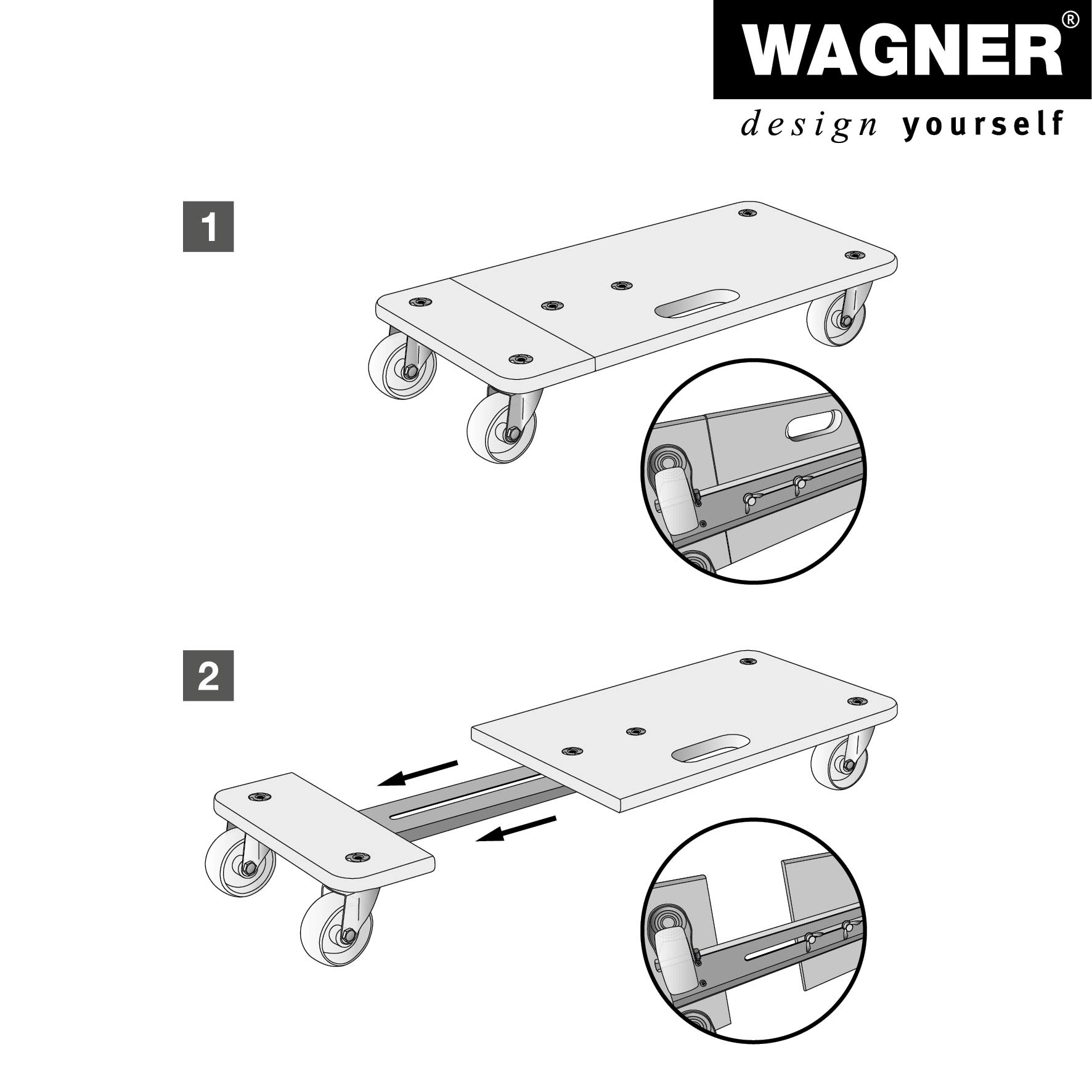 Wagner Plataforma de Carga MM 1331-59-86 x 29 cm Extensible, Tamaño Flexible, 200 kg de Carga Máxima, con Asa de Transporte, Robusto - 20133101