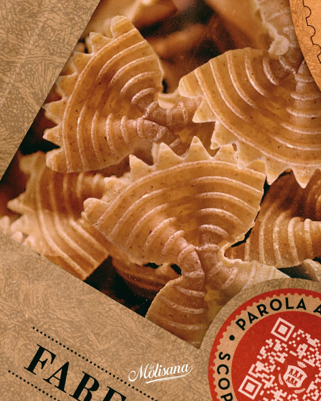 La Molisana Farfalle Rigate N°66 Intregali Whole Wheat Semolina Pasta, 17.64 oz ℮ 1.1 lbs ℮ 500 g 1