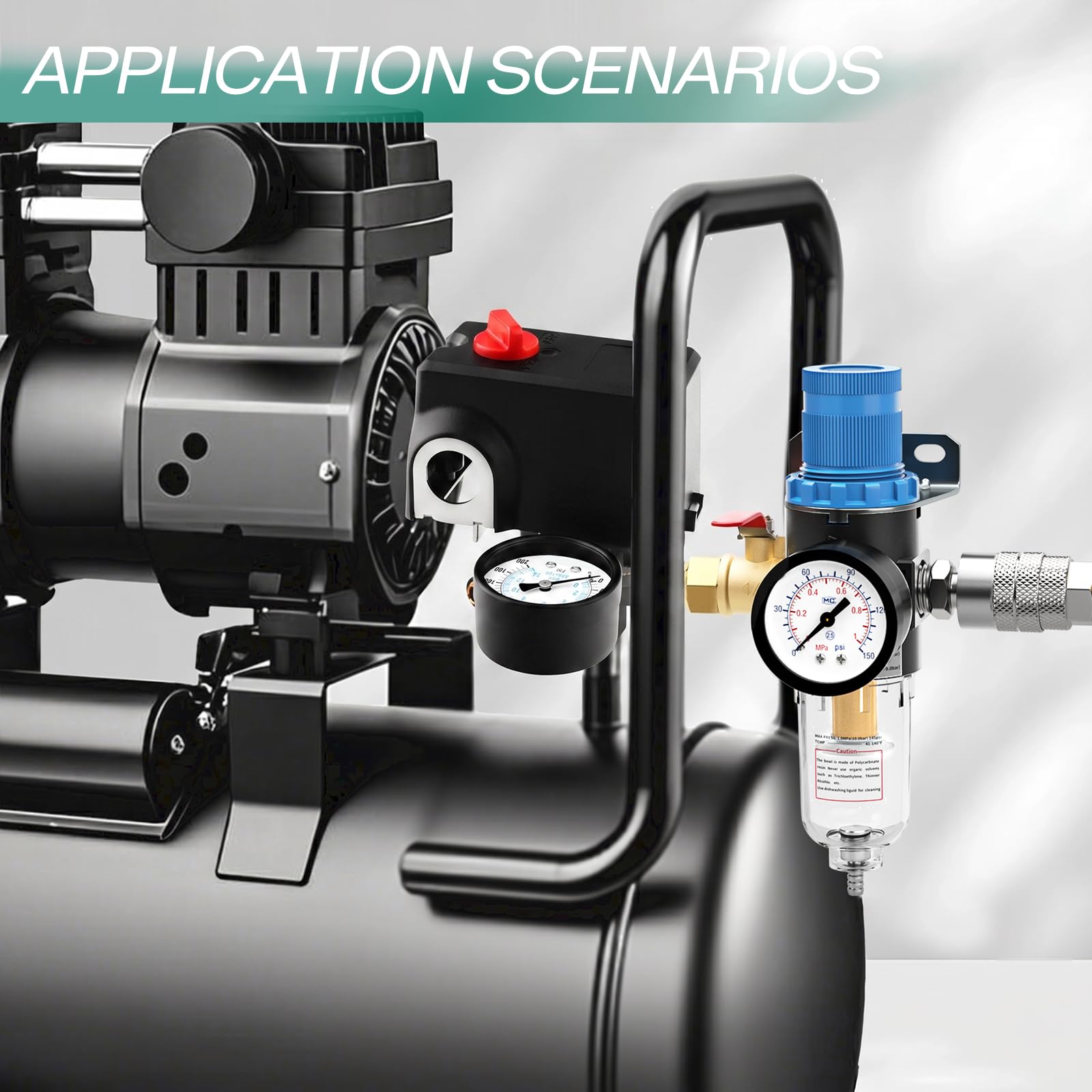 Kit valvola di controllo pressostato compressore d'aria a 4 vie, 120-155 PSI, parti di ricambio per porta laterale, 110 V-240 V, con filtro dell'aria AFR2000 regolatore di pressione e