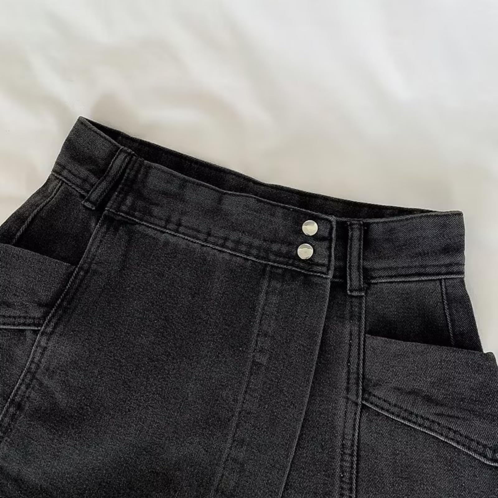 Shorts Jeans Donna Estate Alta Vita Denim Donne Sciolto Casual A Forma di Gonna Irregolare Moda Stile Strada Alta-Dark Blue-s