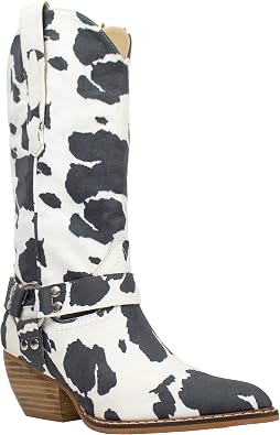 ARIDERGIRL Evon Womens Mid Calf Western Pointed Toe Pull Up Metal Buckle Boot