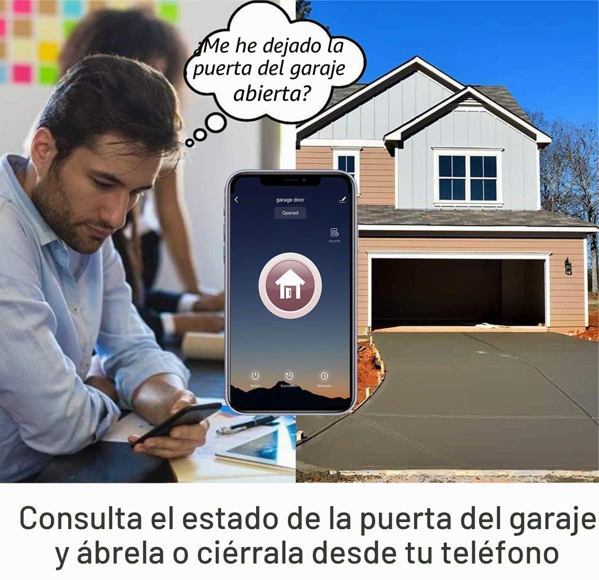 Controlador Remoto de Apertura de Puerta de Garaje WiFi Inteligente Newgoal. Control de la aplicación Tuya Smart Life. Compatible con Alexa, Google Assistant e IFTTT. No se Requiere concentrador