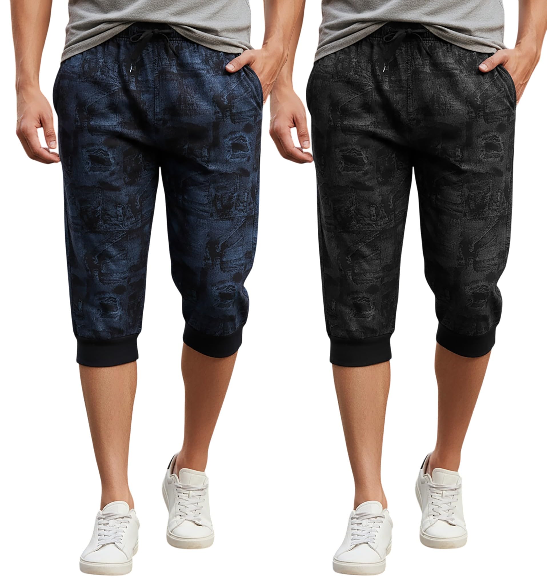 guide TIRUPUR GUIDEFASHION Men's Regular Fit Mid Rise Cotton Three Fourth Capri (Pack of 2)(2COMBO_CP_066_Gray_Black_4XL)-picture-20