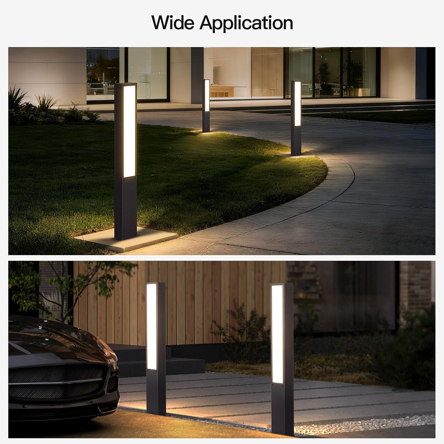 MVBT 39.4" Landscape Path Lights, AC100-240V Outdoor Pathway Lights Wired, Bollard Light IP65 Waterproof, Modern Driveway Light, LED Bollard Landscape Lighting Walkway Lamp for Lawn Patio Garden Yard