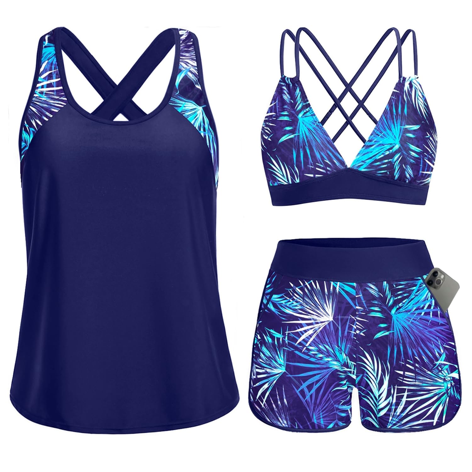 Photo 1 of Daci 3 Piece Tankini Swimsuit Set M