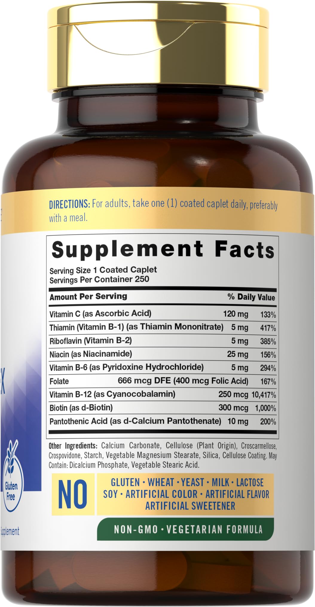 Carlyle B-Complex with Vitamin C & Folic Acid | 250 Caplets — Amazon image 2