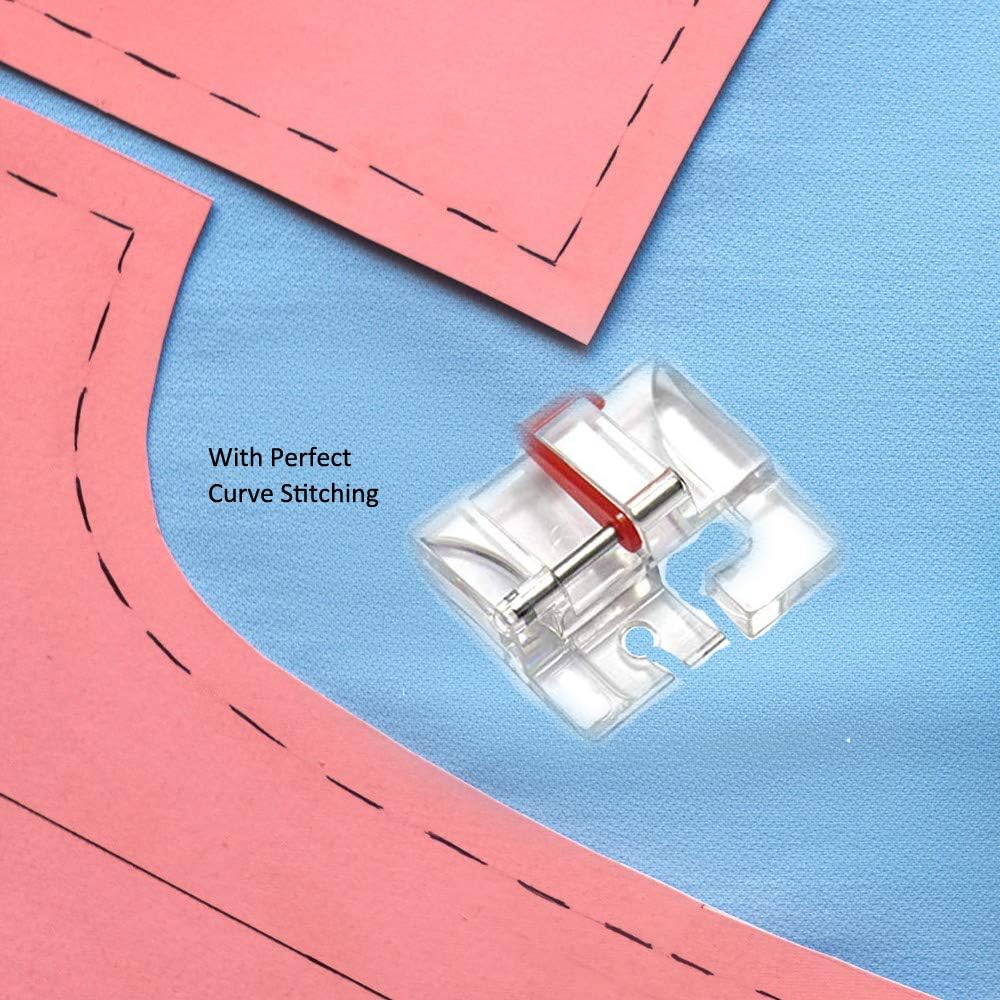 Curve stitching example with presser foot