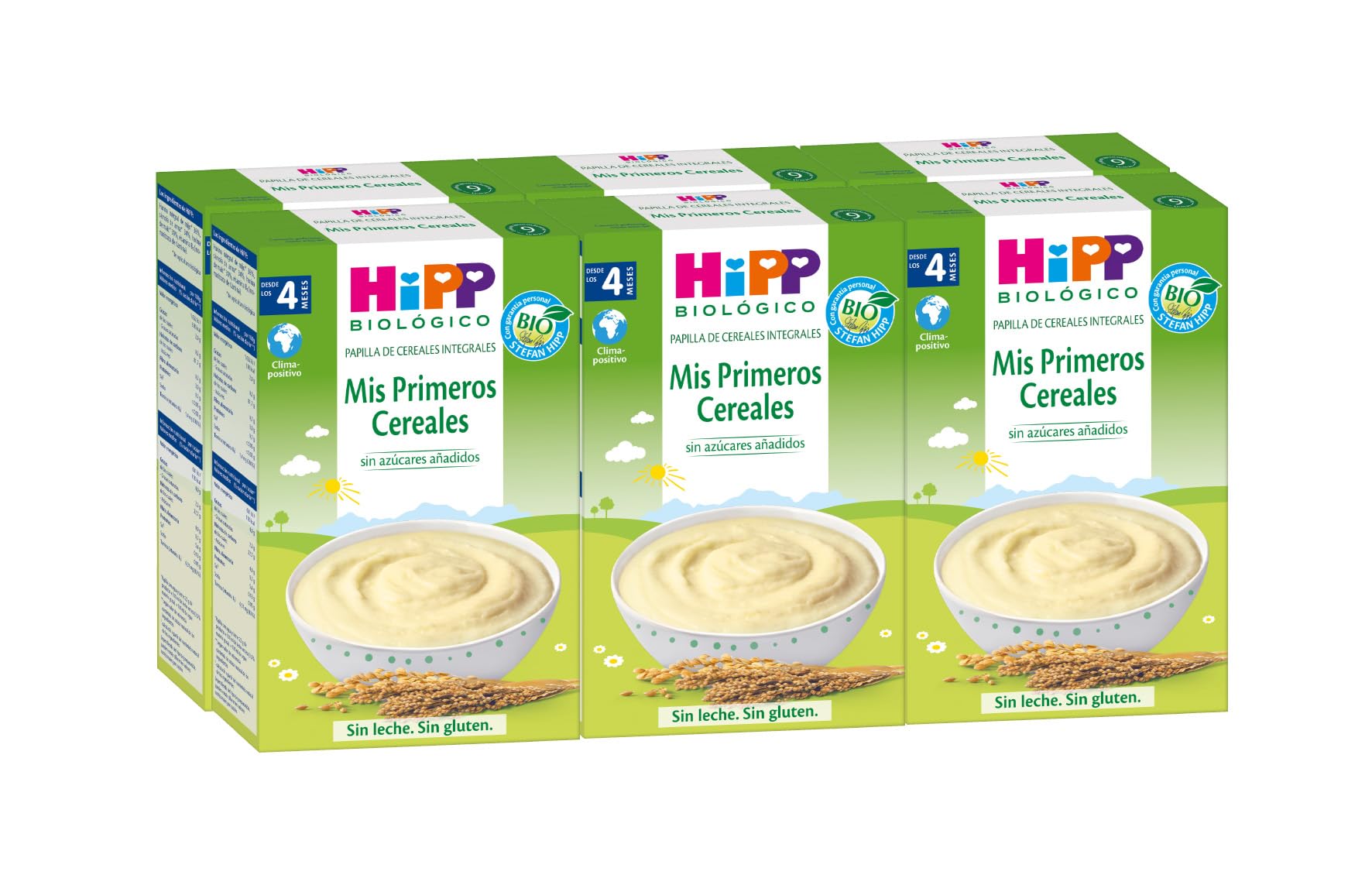 HiPP Biológico - Mis Primeros Cereales BIO - Sin Gluten - Sin Azúcares Añadidos - Apto Para Bebés A Partir de 4/6 Meses - Pack 6X200g