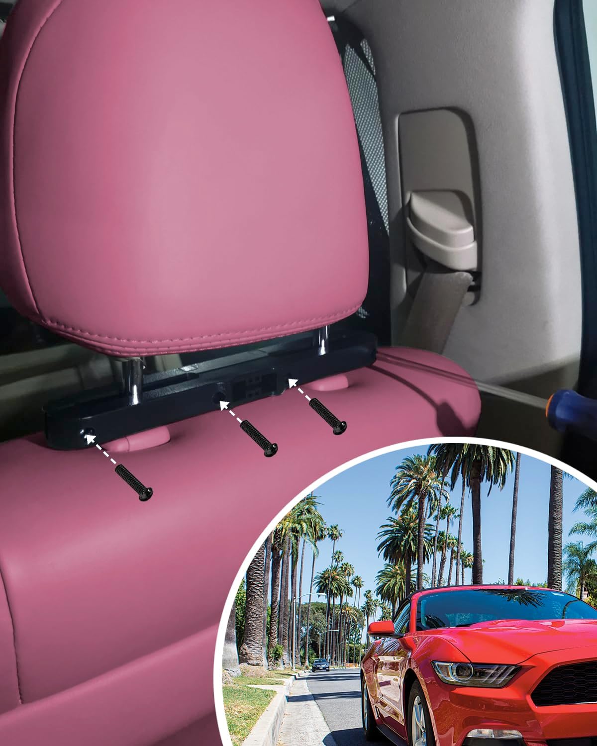 Car Headrest Mounts for Dual Screen Portable DVD Player, 2 Sets Car DVD Player Holders for WONNIE/Sylvania/NAVISKAUTO Portable DVD Player, Twin Seat Headrest Brackets