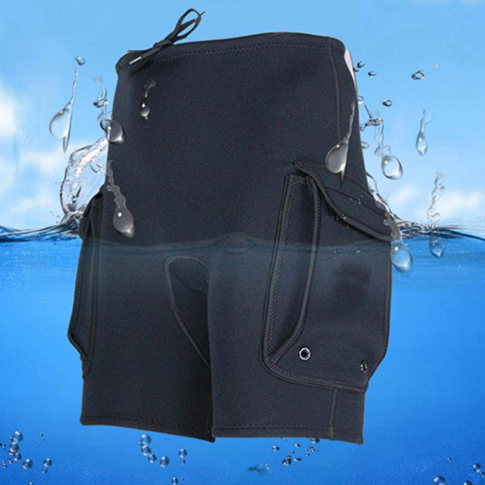Pantaloni corti da immersione, pantaloncini da snorkeling da uomo in neoprene da 3 mm, con vestibilità aderente, foro di perdita, pantaloni da tasca per attrezzatura subacquea, per kayak(Medium)