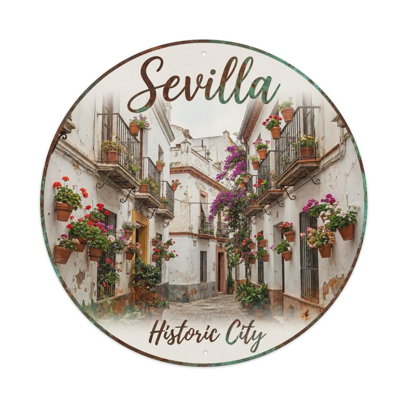 Metal Tin Sign Spain Seville Vintage Travel