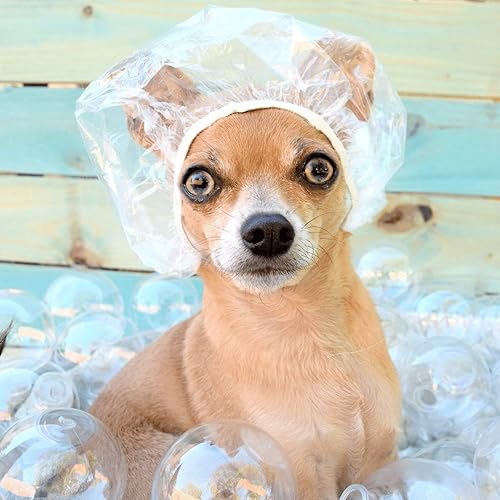 Miniatura 5 de 100 piezas de gorro de ducha para perro, cubiertas desechables para las orejas de perro, tapas de ducha desechables de plástico para perros,