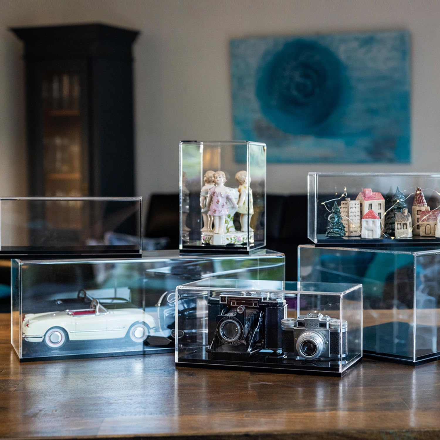 HMF 46803 Vitrine en Acrylique pour Voitures Miniatures, Figurines | 30 x 15 x 14 cm | Transparent