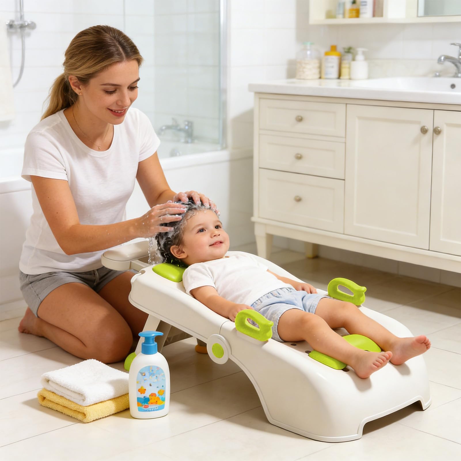 Shampoo Station Für Kinder Verstellbarer Stuhl Zum Haarewaschen | Shampoo Sitz Für Kinder Für Zuhause Und Badezimmer Und Wohnung Und Innenbereich Für Und Mädchen Und Neue Eltern