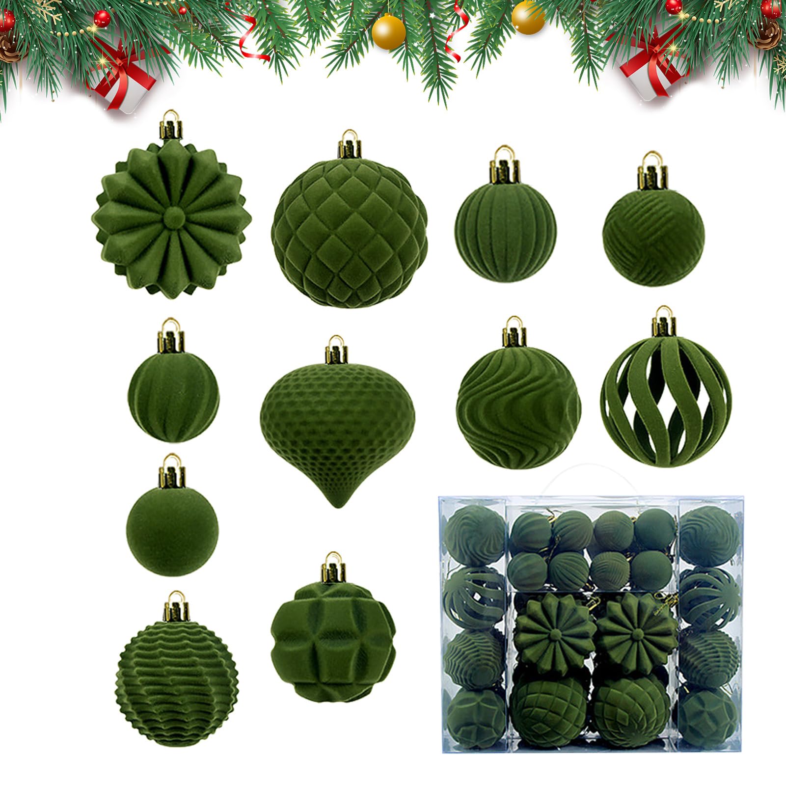 Boules floquées de Noël : set de décorations saisonnières pour votre intérieur et extérieur