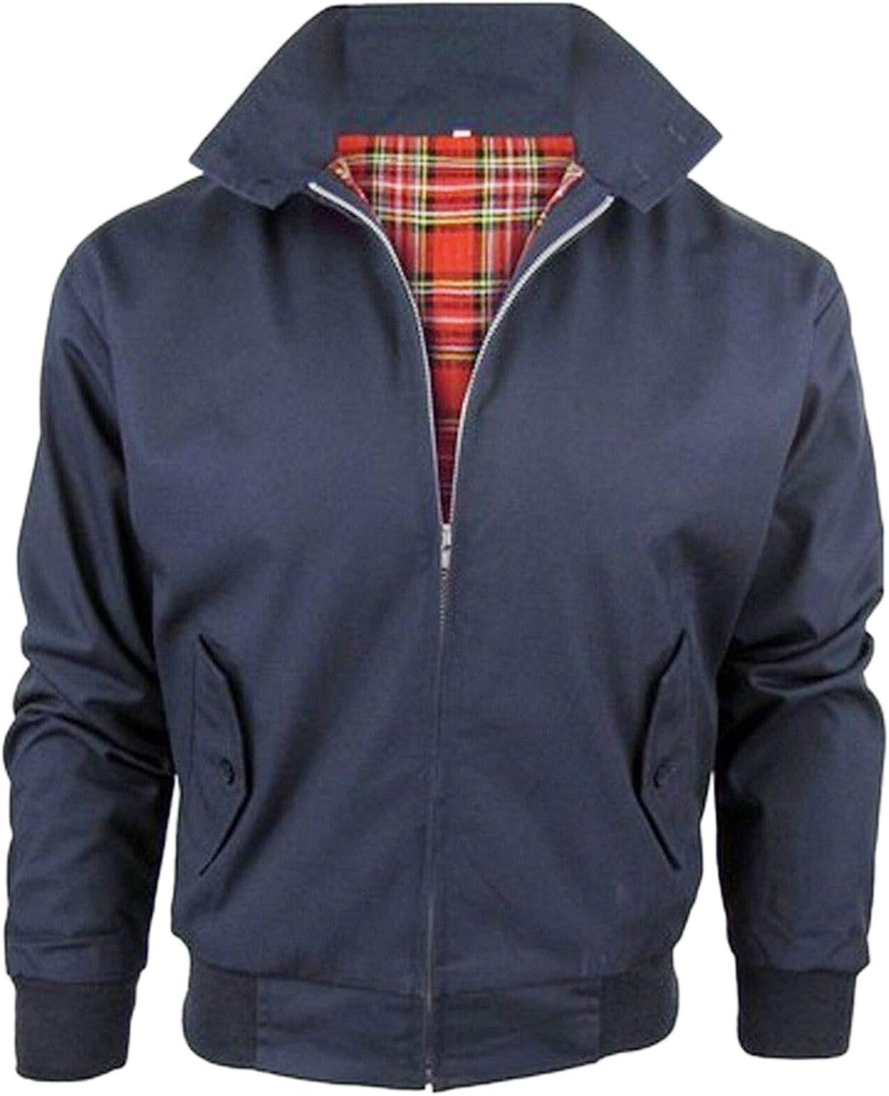 Mens Harrington Jacket Vintage Retro Bomber Mod Coat UK Classic Style Plus Size