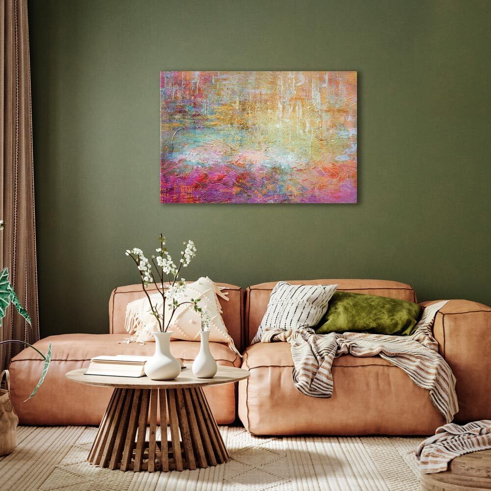 decomonkey Leinwandbild Abstrakt rosa-beige, 120x80 cm, 1-teilig, Büro