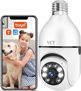 E27 Bulb Camera, Wireless Wifi Camera, Full HD 1080P Night Vision Home Security Camera, Remote Access, smart life, TUYA Security 2.4GHz CCTV Cam 360 degree
