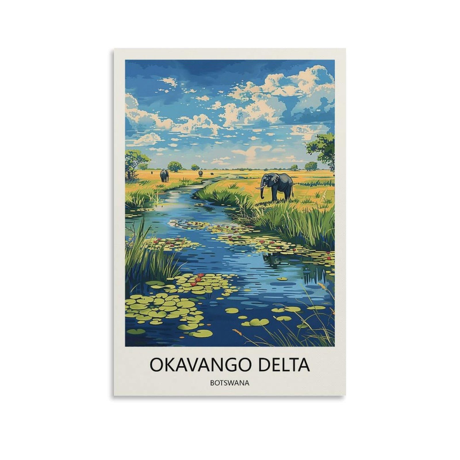 YJNENG Canvas Art Picture Okavango Delta Botswana Wall Decor Art Painting Posters Modern Family Decorative Poster 24x36inch(60x90cm)