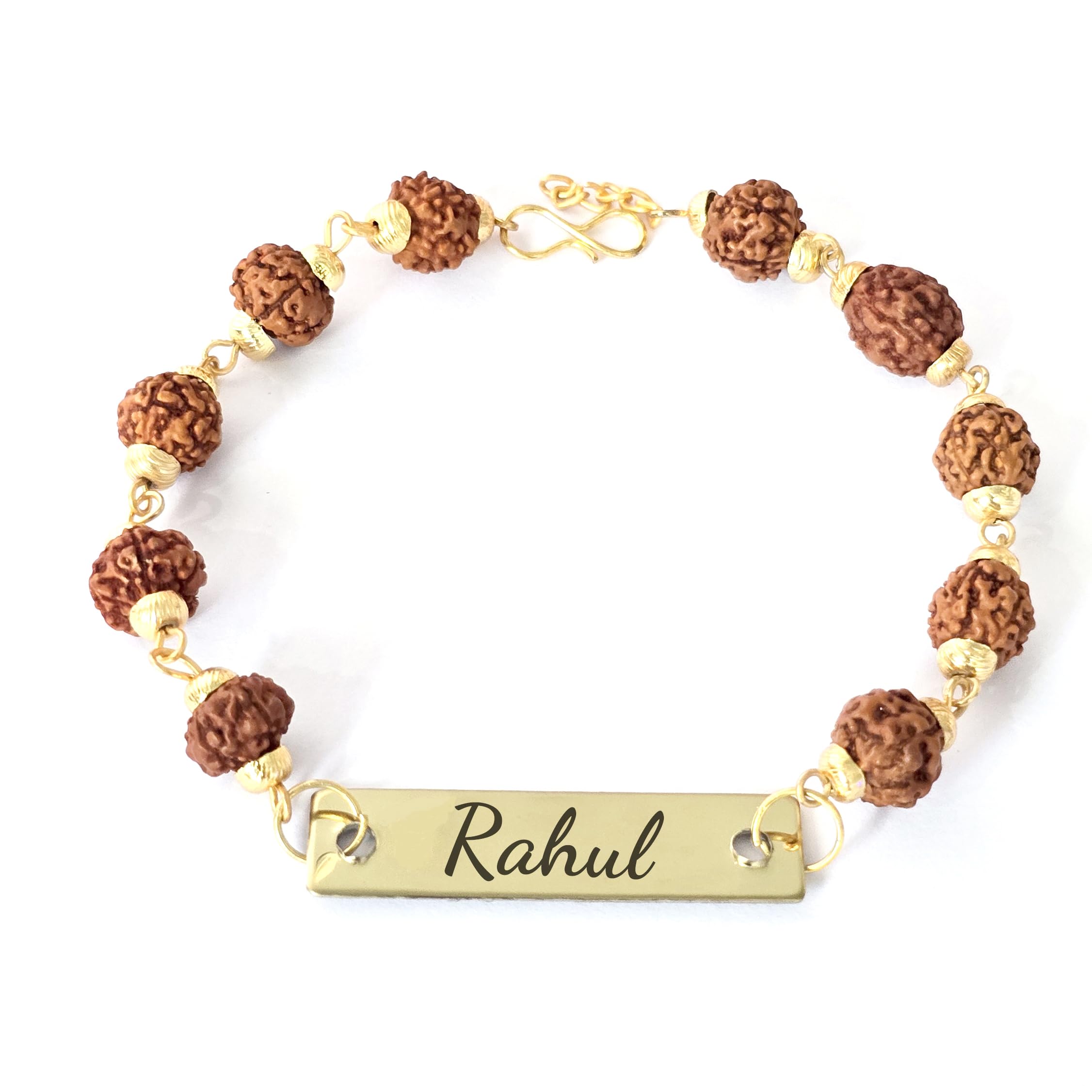 Personalized Rudraksha Rakhi with Custom Name Plate – Handmade Rakhi Bracelet for Brother | Golden Plated Name Rakhi | Raksha Bandhan Gift with combo-image-34