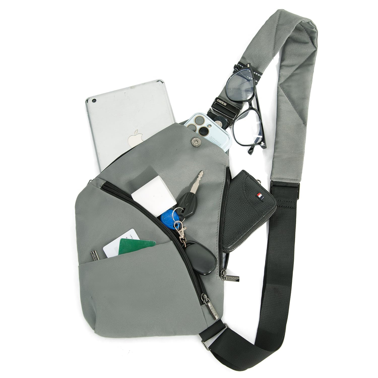 OSOCE Sacoche Homme Bandouliere Sac Poitrine Homme Portefeuille en Bandoulière Sacoche Antivol Léger Multi-Fonctionnel Sling Bag Imperméable Crossbody Sac Noir